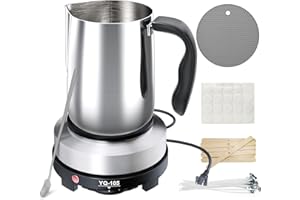 CasaCulina 2025 New Candle Making Kit with Hot Plate, Candle Making Supplies with Wax Melting Pot, Stirring Spoon, Anti-Scalding Pad, Candle Wicks, Wooden Wick Holders, Candle Making Pouring Pot