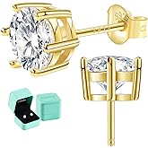 Moissanite Stud Earrings, 0.6–3.0ct Lab Created Diamond Earrings for Women & Men, D Color VVS1 Clarity, 925 Sterling Silver, 14K White Gold Plated, Hypoallergenic Solitaire Studs Jewelry Gift