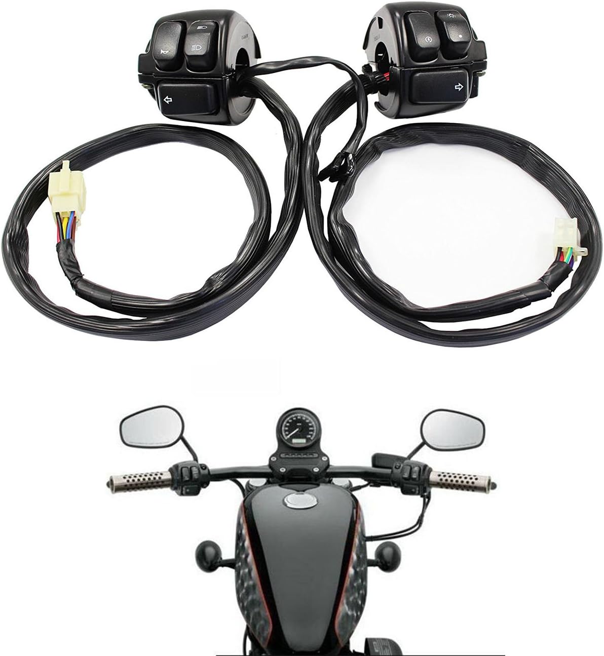 Parts Camp replacement 1 pair Handlebar Control Switches+Wiring Harness For Harley