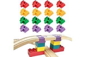 BUNU1492 Wooden Train Track Accessories,16 pcs Wooden Track Connector Compatible with All Major Brands Wooden Train Track,Christmas Birthday Gift for Boys Girls,Train Toys Block Expansion Pack for Kids Ages 3+