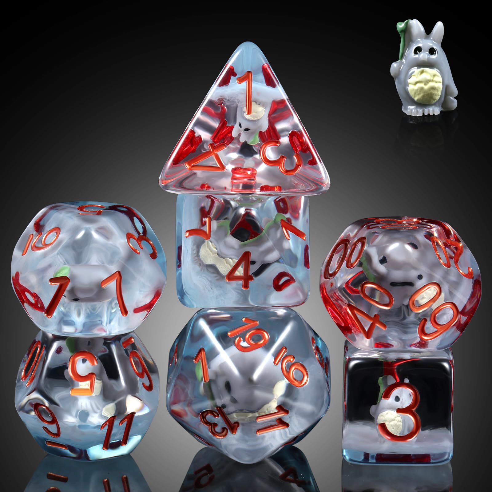 Totoro DND Dice Set, DNDND 7PCS Resin D&D Dice with Velvet Bag for Dungeons and Dragons Tabletop Games（Totoro — image 1