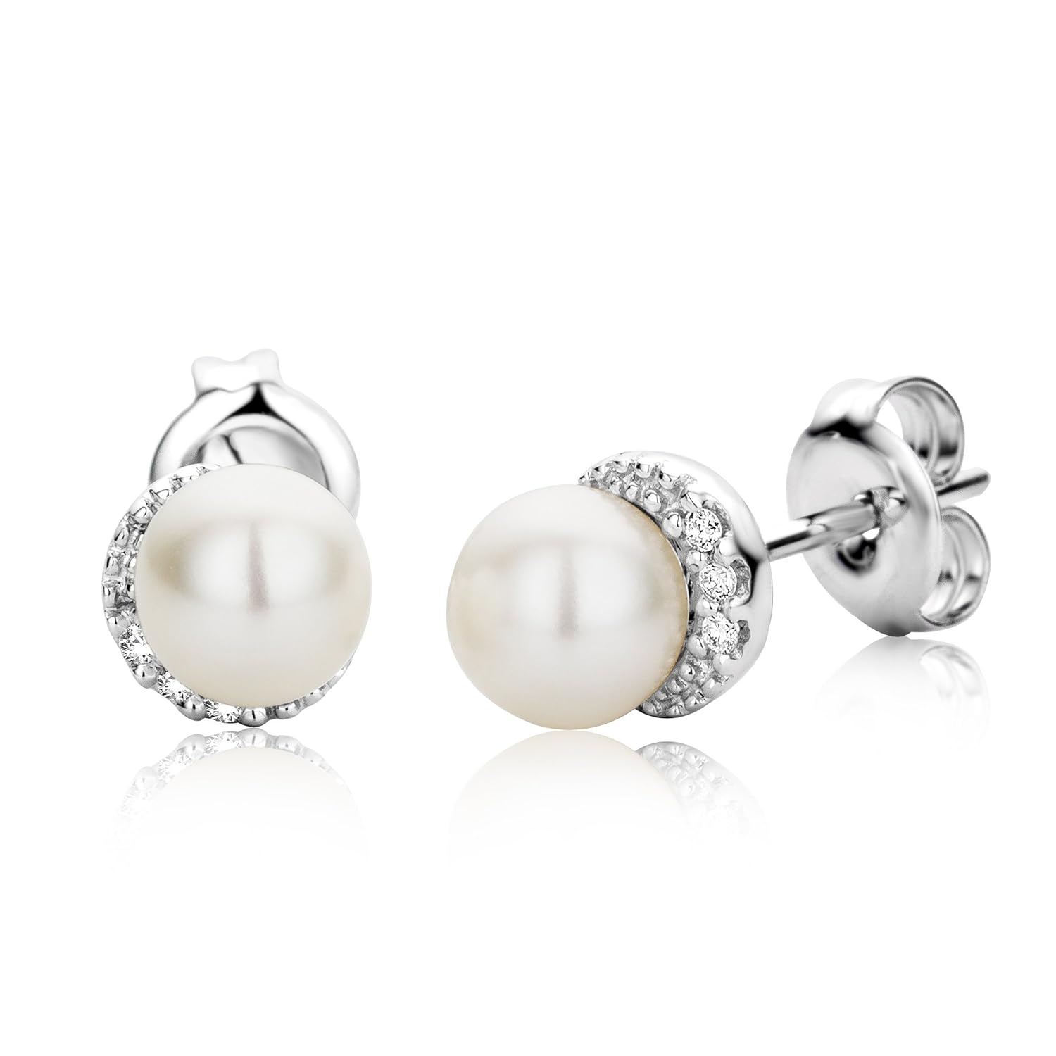 Miore Pendientes con oro blanco k diamante