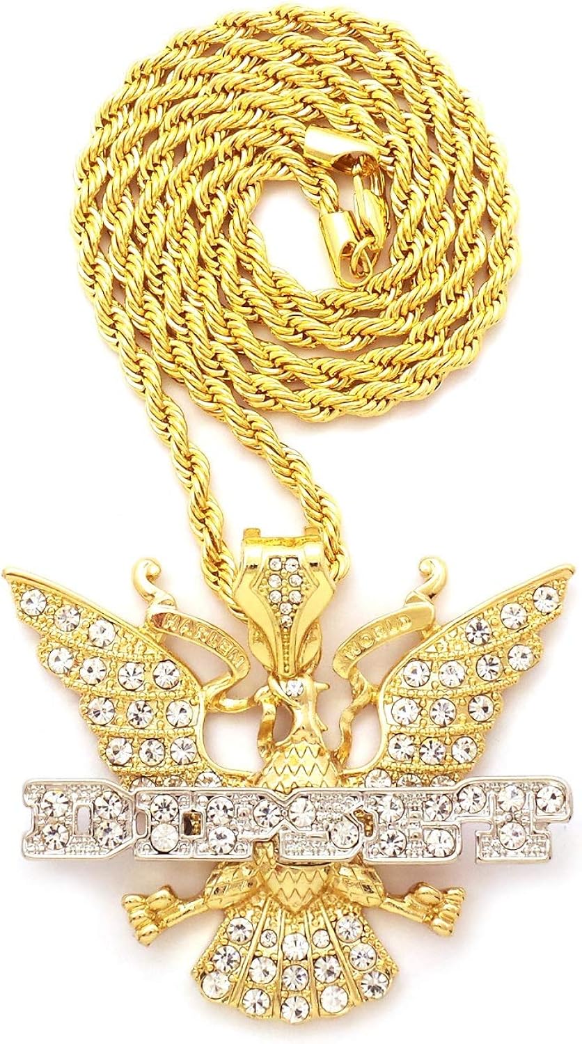 SJ New ICED Out Dipset Pendant 4mm/24 Rope Chain Hip HOP Necklace (Gold