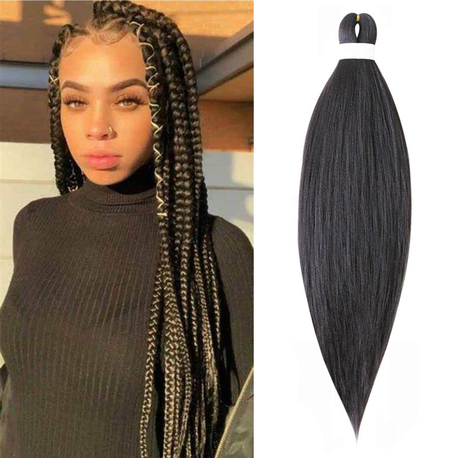 Pre stretched Braiding Hair Easy Braids 26inch 1pack Professional Hair Extensions Hot Water Setting Synthetic Fiber Crochet Twist Hair Yaki Texuture Itch Free Long Soft(Medium Brown)