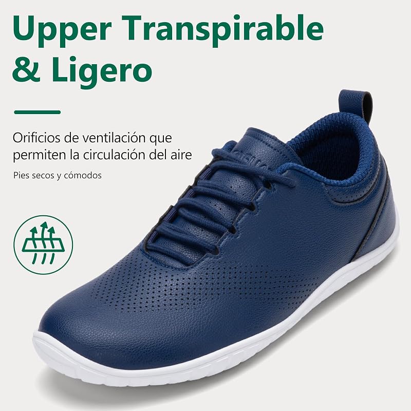 Ténis descalços masculinos, ténis minimalistas leves antiderrapantes, sapatos sintéticos descalços para caminhadas ao ar livre Casual Blue, 42º ano