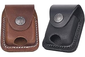 UEMOH Handmade Fliptop Leather Lighter Pouch Holder Case with Pocket Belt Loop