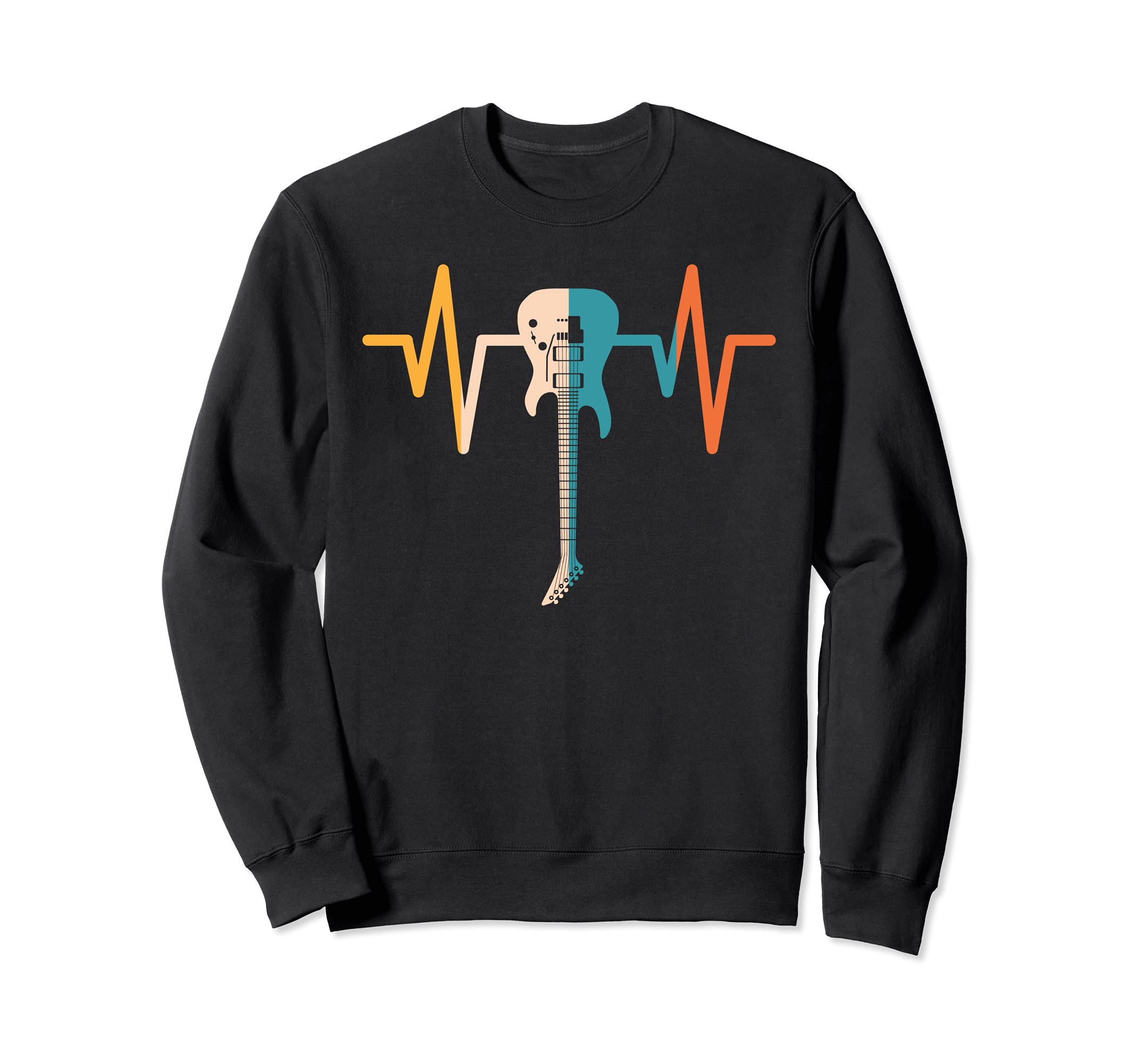 Retro Electric Guitar Heartbeat Guitarist Musician Guitar Sweatshirt