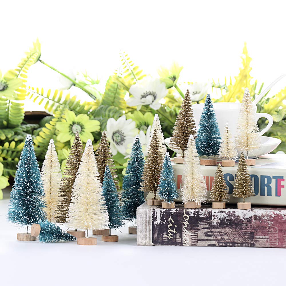 Artificial Sisal Christmas Tree Mini Pine Tree with Wood Base DIY