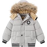 AMIYAN Toddler Down Winter Coat Boys Girls Fleece Jacket Hooded Thickened Warm Coat Outerwear for Kids 1-6 Years
