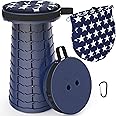 ALEVMOOM Portable Telescoping Stool Collapsible Stool with Cushion & Bag, Retractable Folding Stool for Adults Foldable Seat Sturdy Capacity 440 lbs for Camping Fishing Hiking BBQ