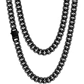 Fiusem 3.5mm Cuban Link Chains for Men, Silver Tone/Black/14K Gold Plated Stainless Steel Necklace Chain, Mens Necklace 16, 18, 20, 22, 24, 26, 28 Inch