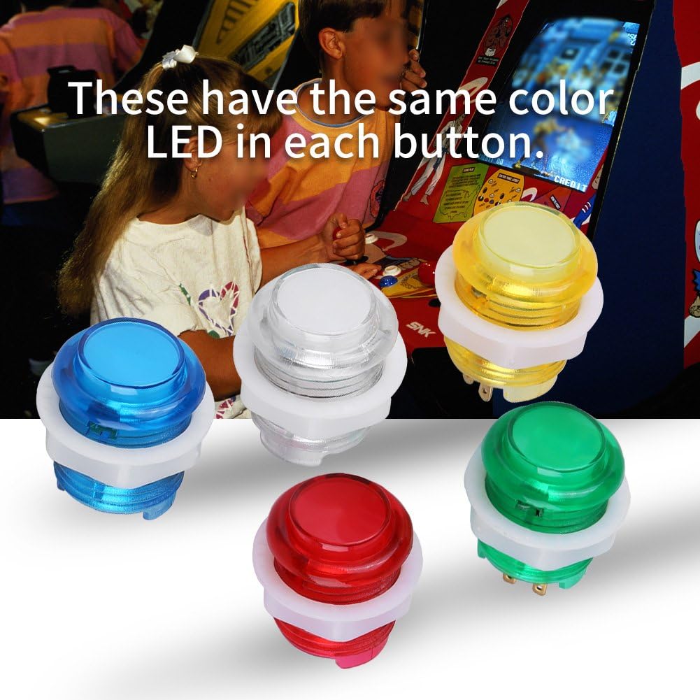 Exblue Arcade Button, 5Pcs LED Illuminated 5V Push Button with Microswitch for Arcade Game 24mm - Image 4