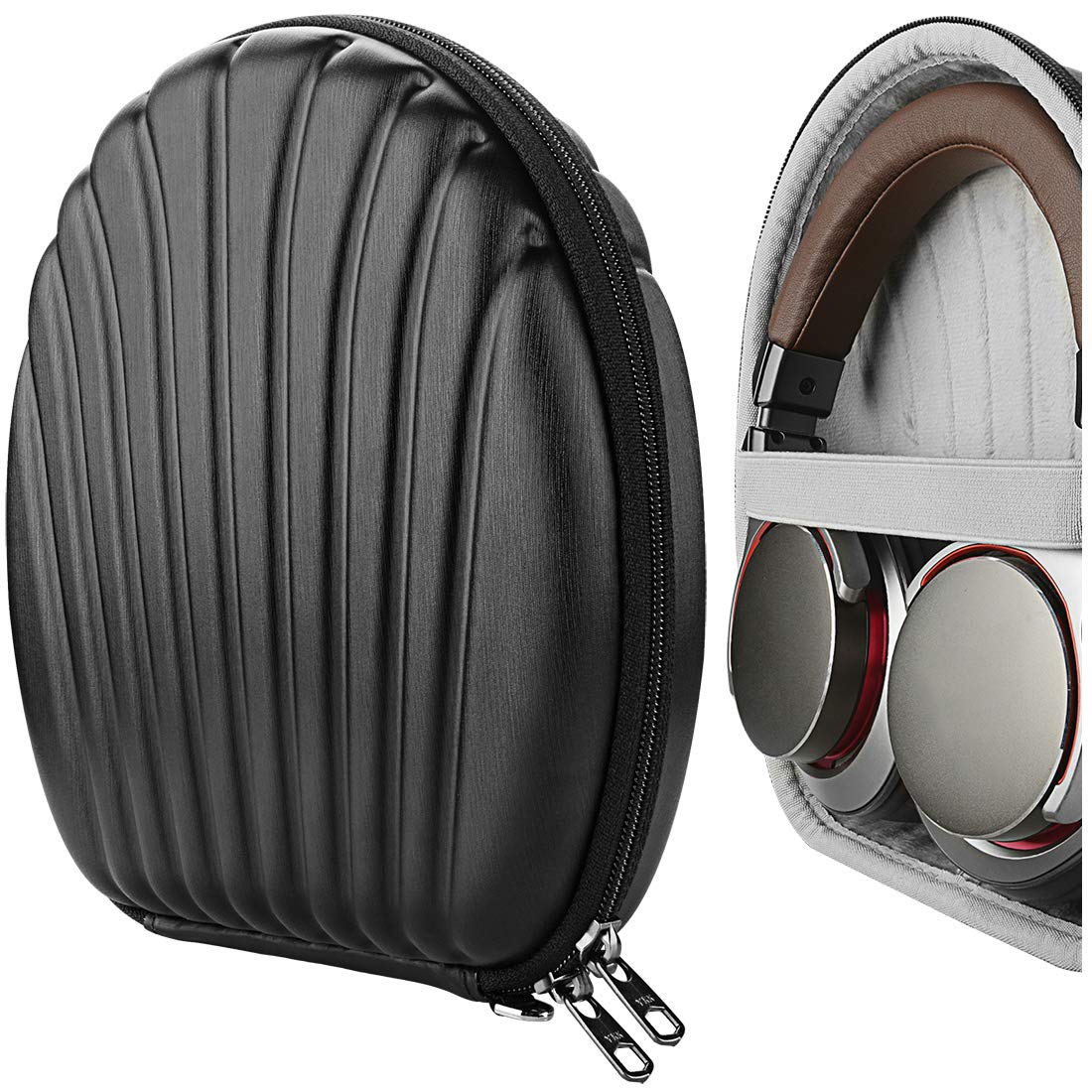 Geekria Shield Headphones Case Compatible with Audio-Technica ATH-MSR7, ATH-ANC700BT, ATH-SR50BT Headphones, Replacement Hard Shell Travel Carrying Bag with Cable Storage (SeaShell Black)