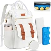 PIIOSER Breast Pump Bag Backpack Compatible with Spectra S1/S2, Hands-Free Pumping Bag with Cooler for Working Moms, Large Capacity &amp; Stylish Diaper Bag Backpack for Travel, Cream