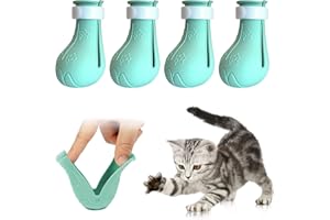 ALMDA Anti-Scratch Cat Shoes 4 Pack, Pet Supplies Scratch Deterrent Booties, Grooming Accessories Silicone Nail Gloves, Adjustable Claw Cover for Bathing Shaving Treatment Checking (Green)