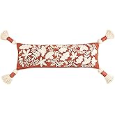 Mud Pie Leaf Long Pillow, 24" x 8", Rust