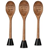 Ptwola 3PCS Wooden Spoon Award Trophies Set 6.93"L Funny Chili Cook Off Prize Laser Engraved Pepper Event Winner Decoration Medal with Removable Base for Food Baking Contest Competition Party Supplies