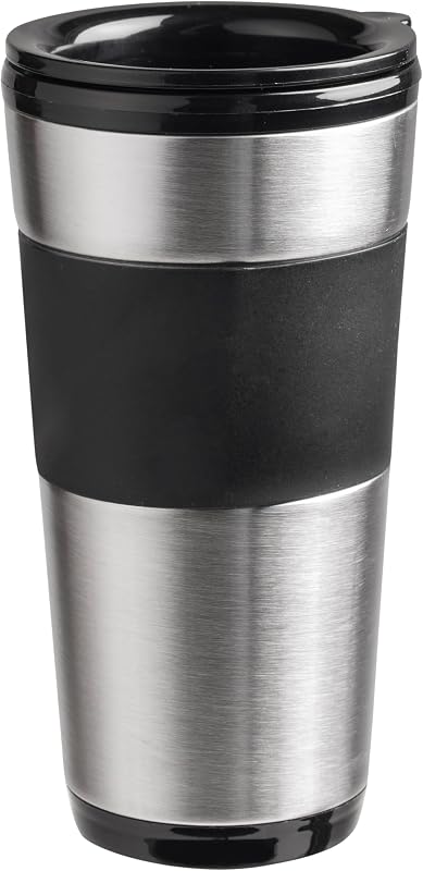 Máquina de café bestron, cafeteira com copo isolado, para café com filtro moído, 2 xícaras grandes, 750 watts, aço inoxidável, 0,42 litros, cor: preto