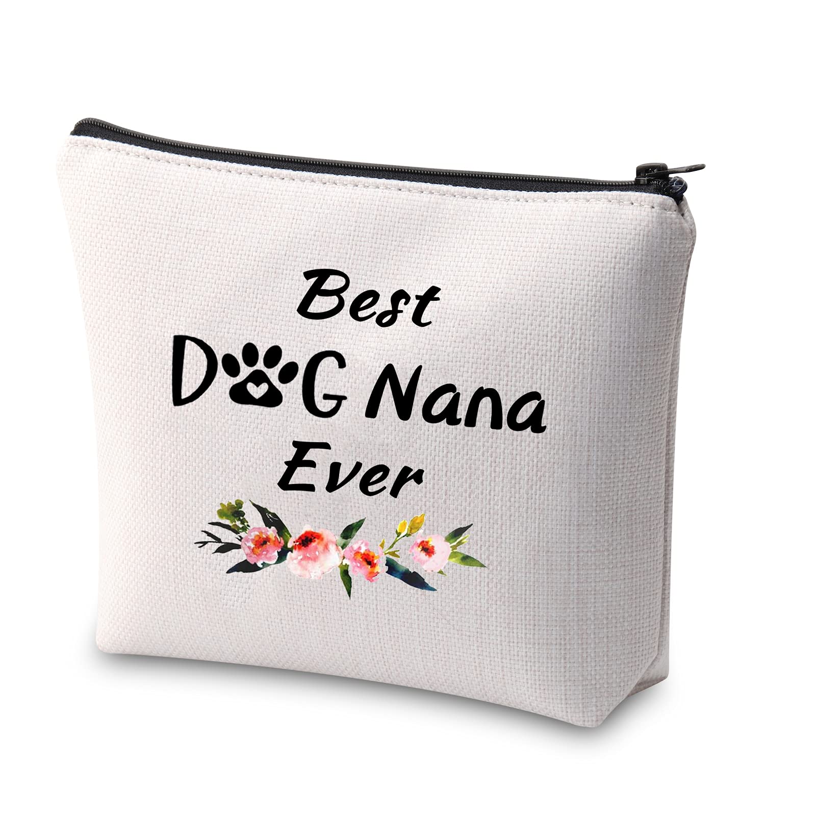 Dog Nana Gift Best Nana Ever Makeup Bag Pet Lover Paw Print Cosmetic Bag Gift for Dog Grandma