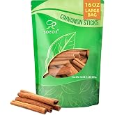 Soeos Cinnamon Sticks, 16 oz (1 lb) Bulk Bag, 3.5 Inchs Length, Rich Aroma | Premium Whole Cinnamon for Baking, Cooking, Dess