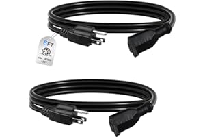 BN-LINK 6ft Outdoor Extension Cord 2 Pack, 16/3 SJTW, Black, 3-Prong Grounded Plug, Weather Resistant & Flame Retardant, for 