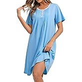 AVIIER Nightgowns for Women Soft Cotton Night Gowns Short Sleeve Sleepwear Comfy Night Shirts