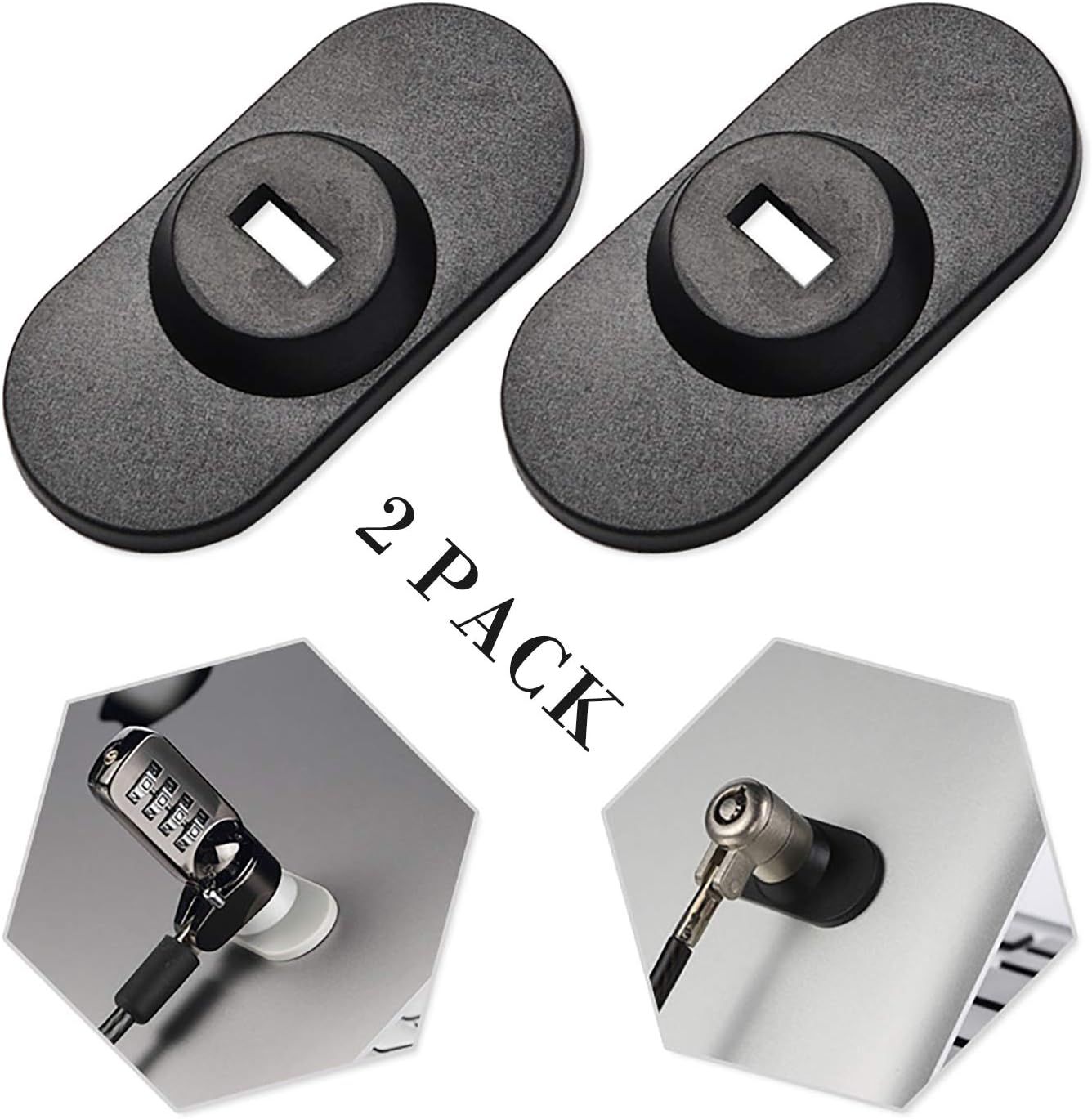 Anchor Plate Adhesive Security Plate Universal Lock Plate for Tablet Laptop Lock, Cable Lock, , Other Electronic Products (Black 2 Pack)