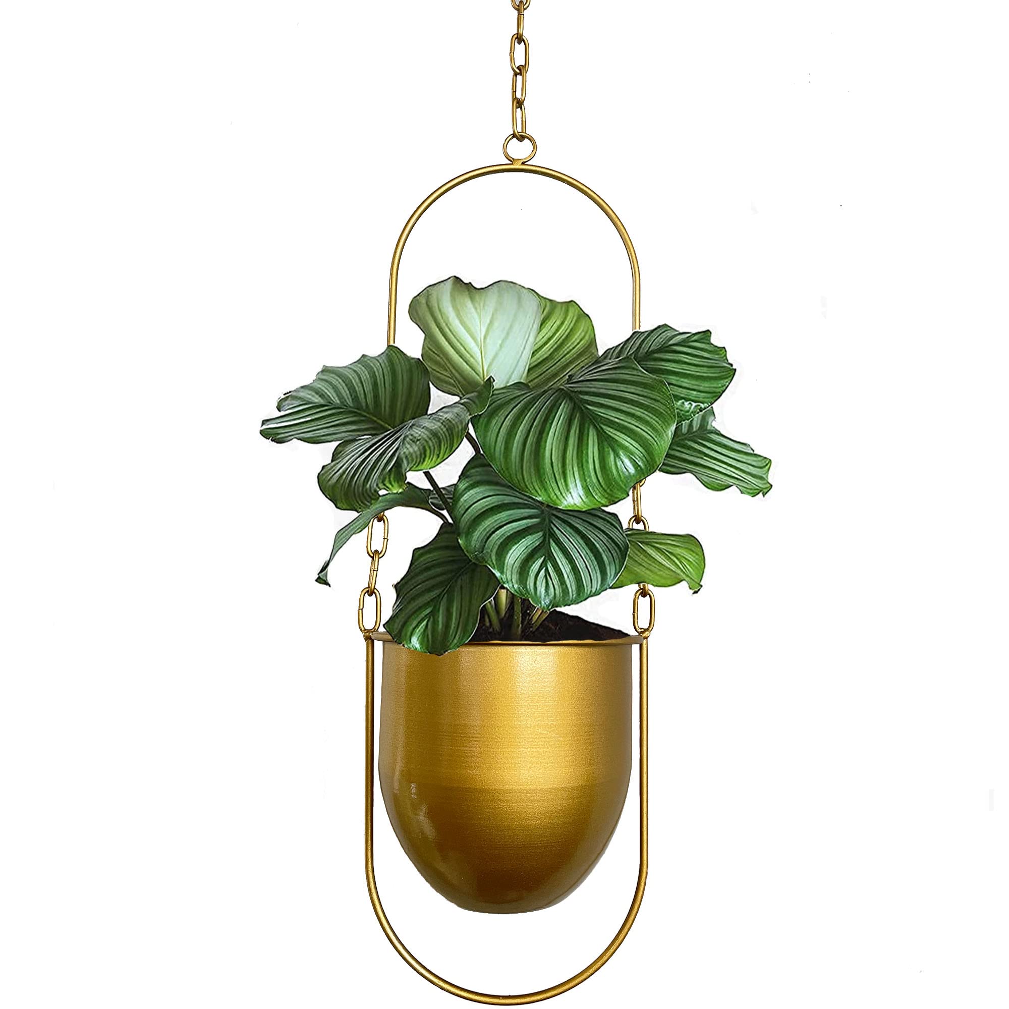 VDYXEW Hanging Planters, Metal Plant Hanger, Hanging Basket, Modern Metal Hanging Planters for Indoor Plants, Boho Modern Plant Hanger, Minimalist Home Decor (Gold)
