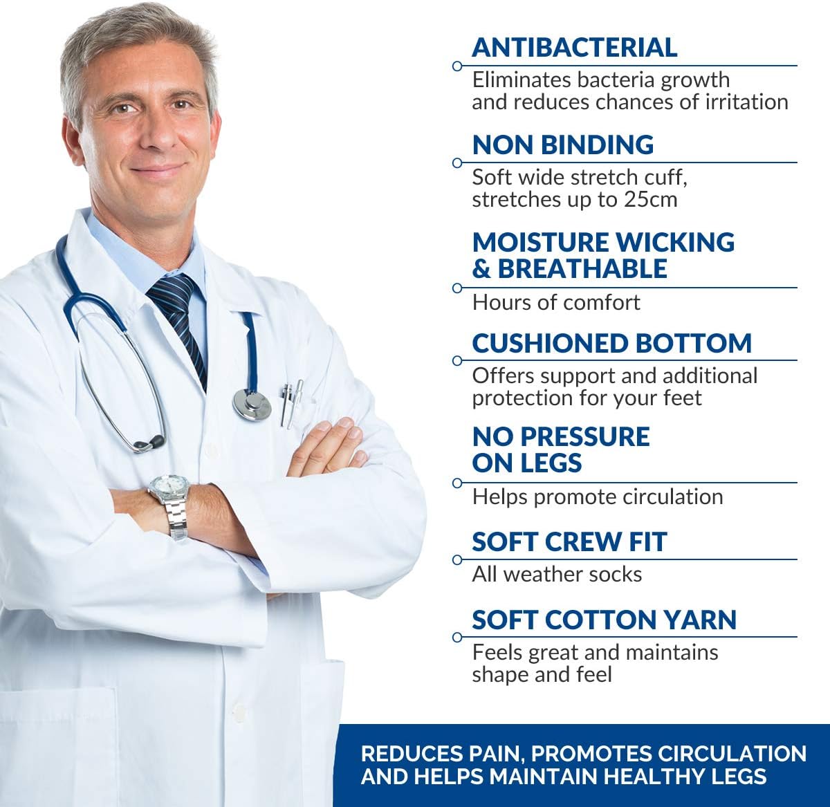 Diabetic Socks 6 PRS Non Binding Won't Limit Circulation Neurological discomfort: Health & Personal Care