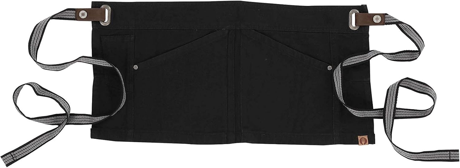 Chef Works unisex adult Berkeley Waist Work Utility Apron, Jet Black W/Black/Gray Suspenders, One Size US: Clothing