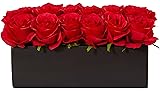 Dozen Silk Roses in Ceramic Rectangular Planter