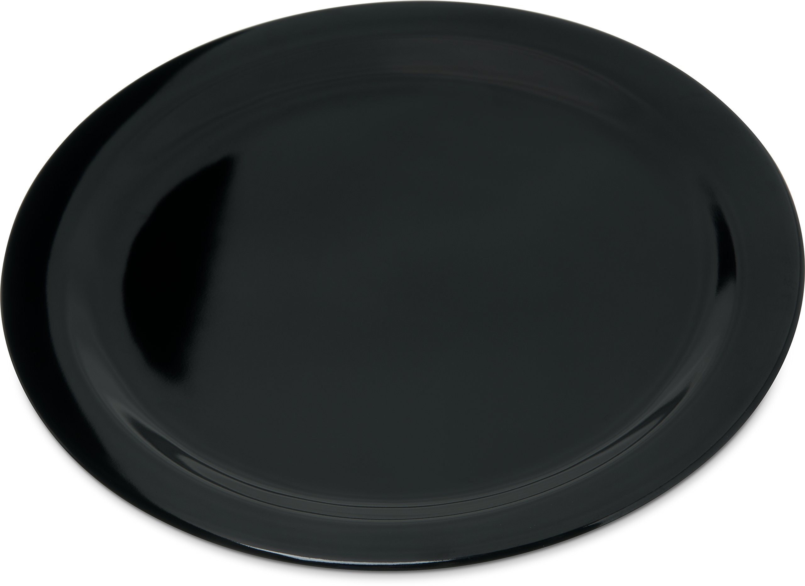 Carlisle FoodService Products Dallas Ware Reusable Plastic Plate with Rim for Buffets, Home, and Restaurants, Melamine, 10.25 Inches, Black, (Pack of 48)