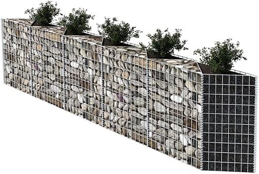 Festnight Gabionen Wandkorbe Gabionen Steindraht Stahl Silber 330