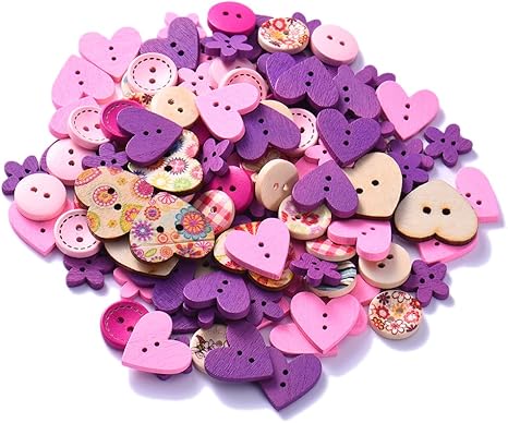 Amazon Co Jp Qin 木のボタンセット ウッドボタン 福袋 カラフル アンティーク調 手芸 手作り ボタン 2つ穴 100枚セット 手芸に最適 選べる3色 パープル ホーム キッチン