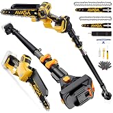 2-IN-1 Cordless 8-Inch Pole Saw &amp; Chainsaw for DeWALT 20V MAX Battery - 1200W Brushless Motor, Total Reach of Max 15.9 FT, Lightweight, 8"&amp;6"Electric Pole Saws for Tree Trimming Pruning (Tool Only)