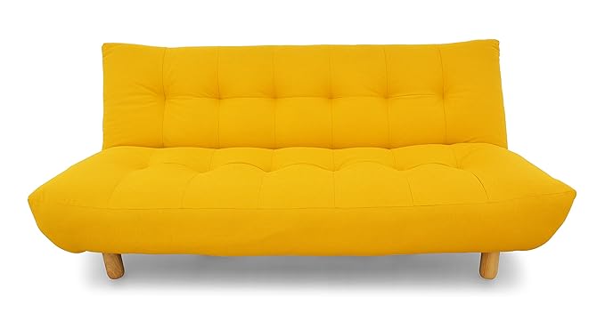 Urban Ladder Palermo Fold Out Three Seater Fabric Sofa Cum Bed (Yellow)