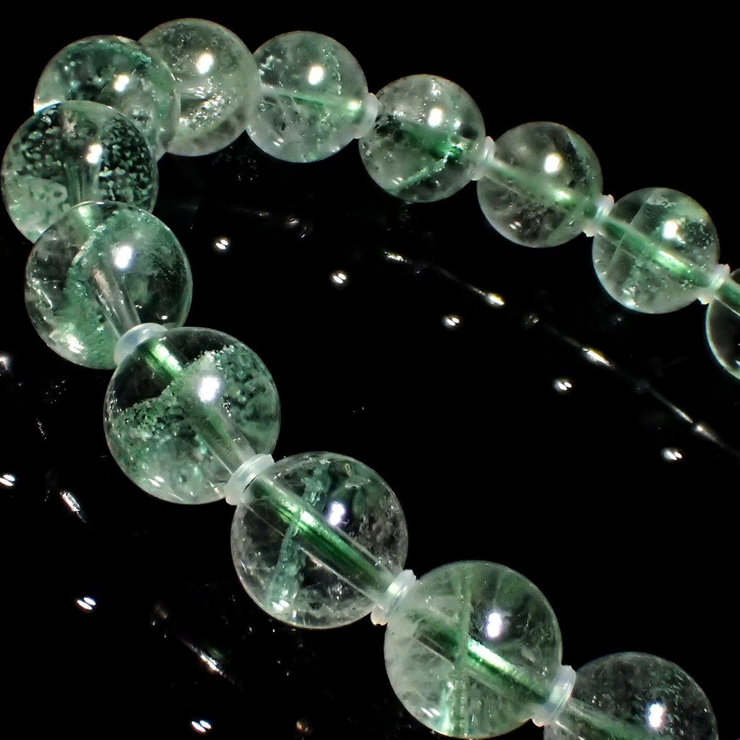 新規購入 高級天然石エメラルド グリーンファントム ガーデンクォーツ のパワーストーンブレスレット B00iexcepo 楽天カード分割 Kallik Is