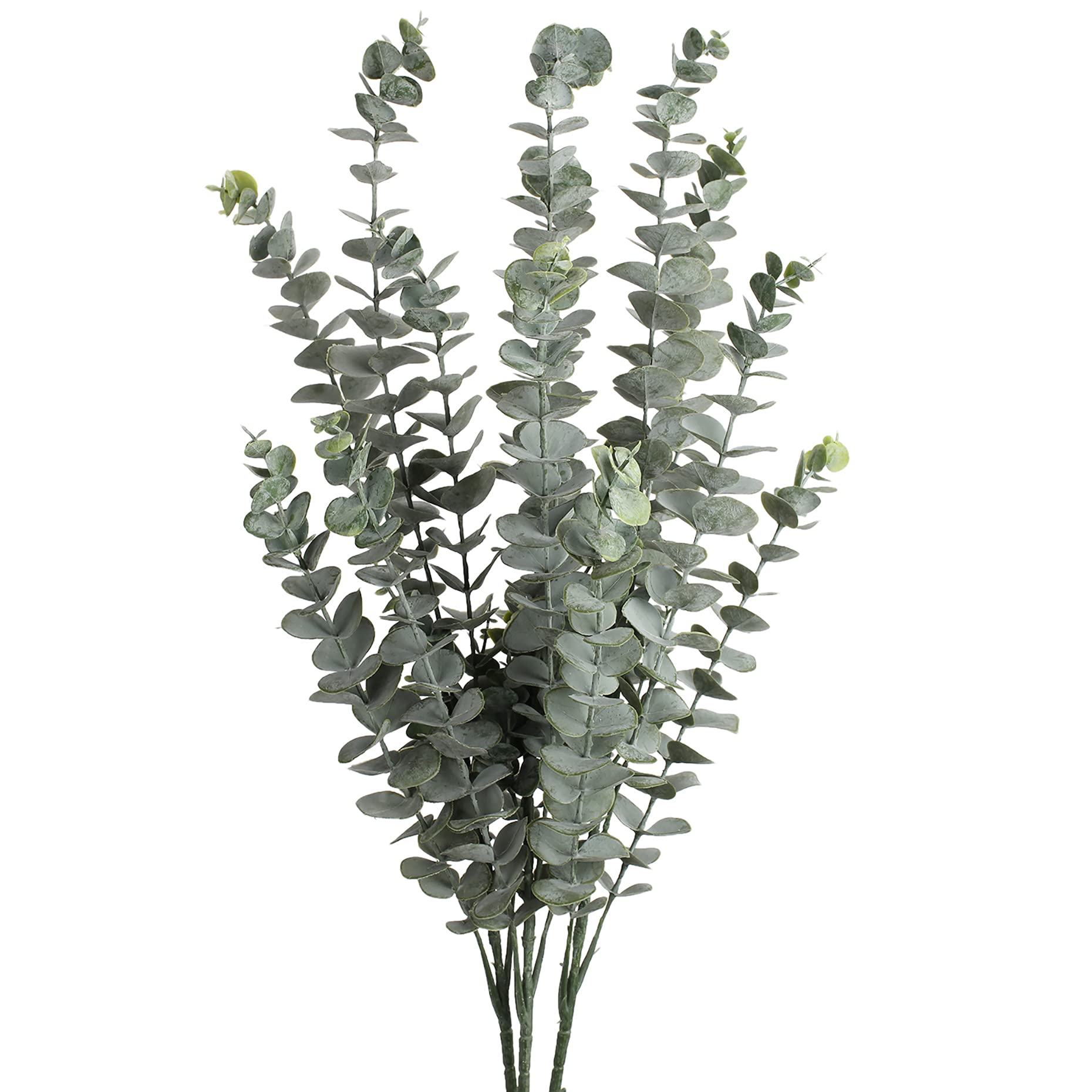 Oairse 3 pcs Artificial Eucalyptus Stems Leaves Fake Eucalyptus Plants 87cm Long Stem with 5 Branches Heads Faux Eucalyptus for Flower Arrangement Home Office Wedding Party Greenery Decoration