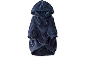 Pet Passion Cooper II Organic Cotton Velour Dog Hoodie Pet Coat for Small, Medium and Large Dogs, Navy, Large