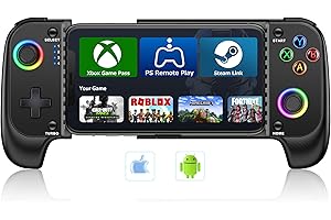 KICKDOT Wireless Phone Controller for iPhone/Android No Deadzone, Mobile Gaming Controller Support Xbox Game Pass, PlayStation, Steam Link, Call of Duty, Roblox, Minecraft, Cloud Gamepad for iOS with RGB