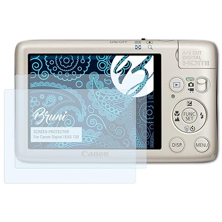 Bruni Schutzfolie für Canon Digital IXUS 130 Folie, glasklare Displayschutzfolie (2X)