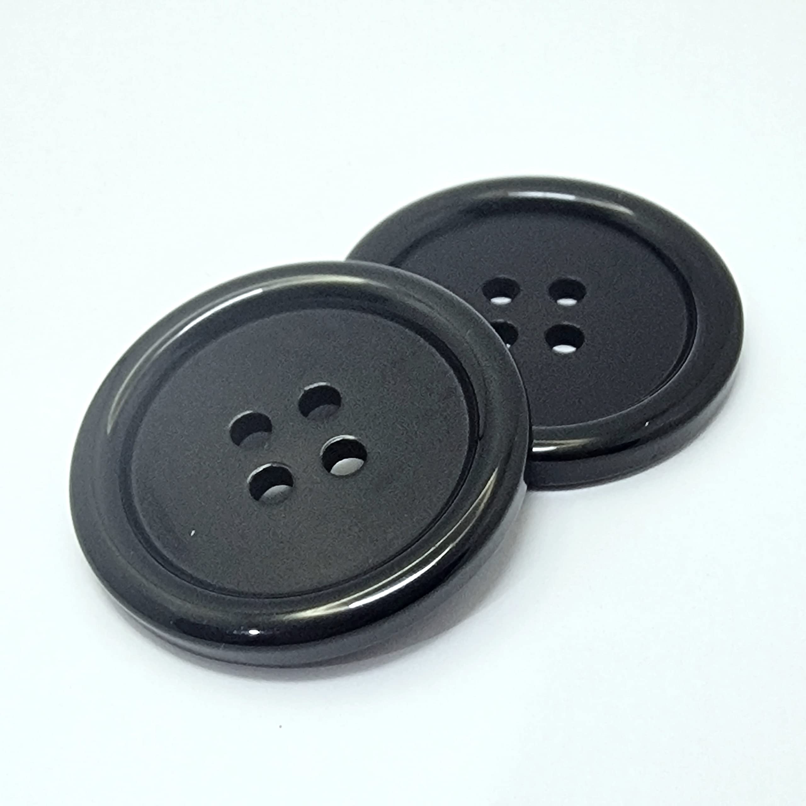 MajorCrafts 4pcs 44mm Black 4 Holes Round Large Resin Sewing Buttons Arts and Crafts Embellishments