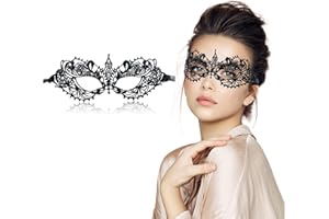 FUNMULAR Masquerade Mask for Women Lace Masks Venetian Masquerade Party Costume Party Halloween Carnival Fit for Adults, Soft & Black