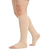 TOFLY® Plus Size Open Toe Compression Stockings (Pair) for Women& Men 15-20mmHg Wide Calf Knee High Toeless Compression Sock, Compression & Soothing Circulation Varicose Veins Swelling Edema