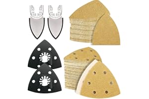 AOZZY 104PCS Replacement for DeWalt Oscillating Tool Sanding Pads - Multi Tool Triangle/Finger Sandpapers-a Range of Grits Available Uesd for Sand Door Frame Old Furniture etc Not Starlock Compatible