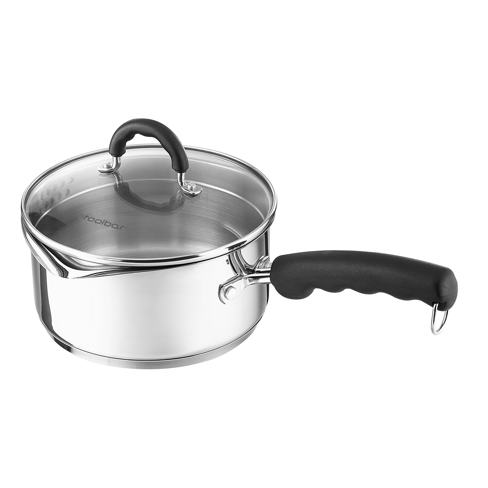 Stainless Steel 1.9L (2 Quart) Straining Saucepan/Cookware with Glass