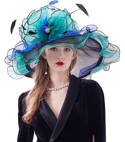3358 Women Organza Fascinator Church Kentucky Hat Floral Tea Party Wedding Elegant Organza Church Hats - Perfect for Wedding & Derby main image 3