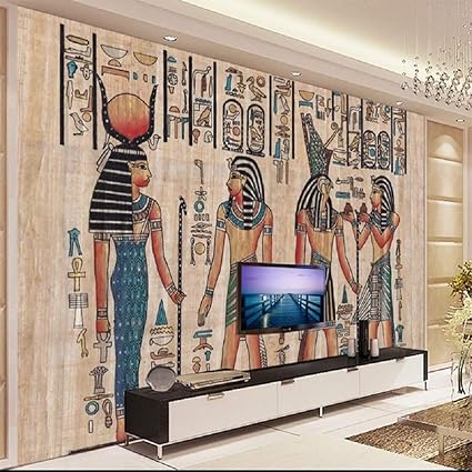 Wall Mural 3d Wallpaper Wooden Hand Painted Egyptian Mural