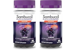 Sambucol Black Elderberry Gummies with Vitamin C & Zinc - Sambucus Elderberry Gummies for Immune Support, High Antioxidants, Gluten Free, Vegan, Elderberry with Zinc & Vitamin C - 30 Count, 2 Pack