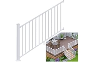 Egadis 1 Pack 36 in. H x 6 ft. W Porch and Deck Railing Kit, Aluminum Stair Railing Kit, White Outdoor Textured Powder-Coat Finish Rail System for Concrete Steps or Wooden Stairs (1 Post, 1 Panel)